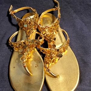 Womens gold bangle sandals by Colin Stuart